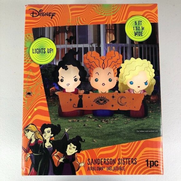 Disney Hocus Pocus Sanderson Sisters Gemmy Airblown Inflatable 5' Wide Halloween - Picture 1 of 8